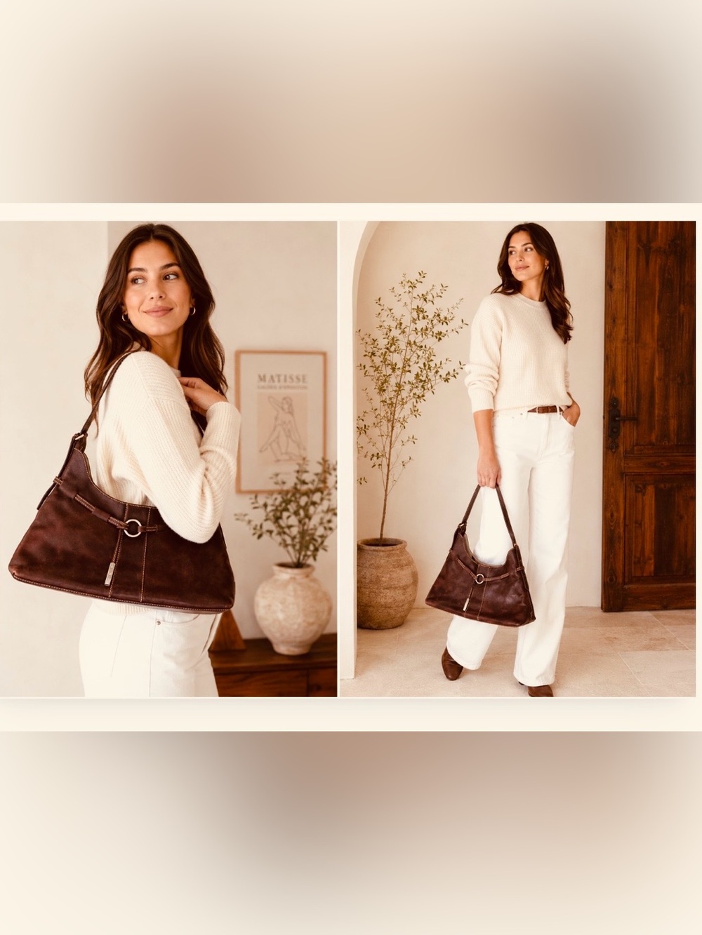 Agnes B Voyage. Brown Leather Shoulder Bag